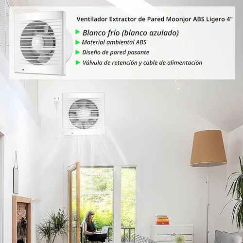 Vista 6 de Extractor de pared de 4 pulgadas, 55 CFM y 12 W, ventilador extractor de ventilación de montaje en ventana pequeña para cocina, baño, taller, garaje