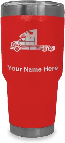 Vista 39 de LaserGram Taza aislada al vacío de 20 onzas, cabina de camión, grabado personalizado incluido (negro)