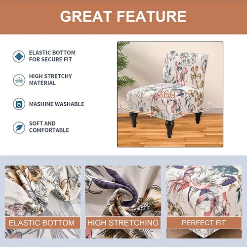 Vista 2 de Funda para Silla Sin Brazos Eco-Ancheng Desmontable Fundas para Sillas Decorativas Sin Brazos Lavables Funda para Silla Deslizante Sin Brazos Funda