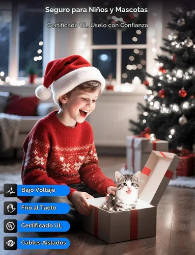 Vista 7 de Brightever Luces LED de Navidad para Exteriores, 295 Pies 900 Luces LED para Árbol de Navidad y Cerca con Control Remoto - 8 Modos de Iluminación