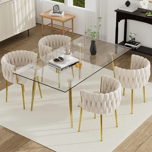 Vista 30 de Juego de mesa de comedor de cristal plateado para 2, juego de mesa cuadrada de lujo moderno de 36 pulgadas, juego de mesa de cocina minimalista de 3