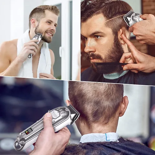 Vista 2 de SURKER Cortadora de pelo para hombre, inalámbrico, kit profesional de corte de pelo para hombres, pantalla LED recargable