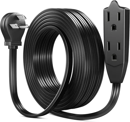 Vista 18 de Maximm Cable de extensión de enchufe plano de 1 pie / cable, salida múltiple - Cable de extensión de enchufe en ángulo de 3 clavijas - Negro