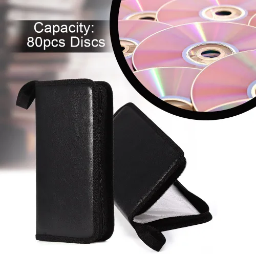 Vista 5 de Fosa Funda de poliuretano para CD/DVD/VCD con capacidad para 80 unidades, almacenamiento, soporte, folleto, bolsa, organizador de álbumes-Muti