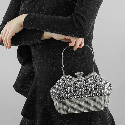 Vista 7 de Olixi Lip Shape Clutch Purse for Women Evening Bag Glitter Luxury Purse Fashion Tassel Handbag for Wedding Party Prom