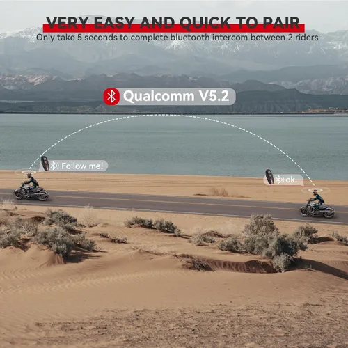 Vista 3 de XGP Sistema de comunicación de intercomunicador de auriculares Bluetooth para casco de motocicleta, para 2 pilotos, compartición de Negro