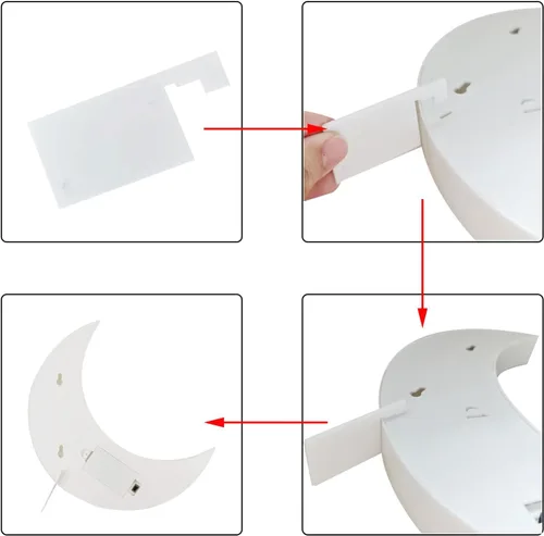 Vista 5 de Letreros LED de marquesina en forma de luna, luces nocturnas iluminadas a pilas, lámpara de luna creciente para dormitorio, Navidad, decoración