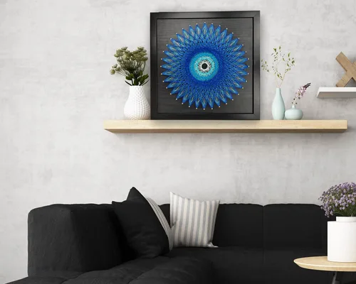 Vista 3 de EYANKUNG Kit de Arte de Cuerdas 3D DIY para Manualidades para Adultos Principiantes, Regalo Único para Mujeres (Nido de Pájaro 12 x 12 pulgadas)