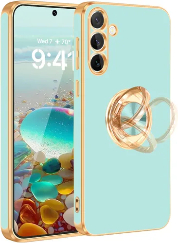 Vista 28 de Fingic Compatible con Samsung Galaxy S22 Funda con Soporte de Anillo, [Soporte de Anillo Giratorio 360° Magnético con Kickstand][Borde Dorado