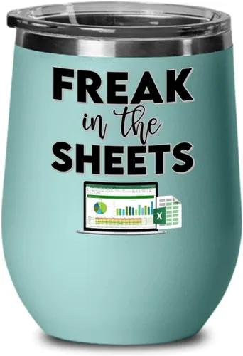 Vista 6 de Freak In The Sheets Excel Wine Tumbler for Accountant CPA Accounting Thank You Appreciation Ideas for Boss Coworker Office Humor 12 oz Powder Coated
