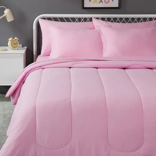 Vista 12 de Amazon Basics Juego de ropa de cama de microfibra de 5 piezas Bed-in-a-Bag para niños, individual, azul, sólido