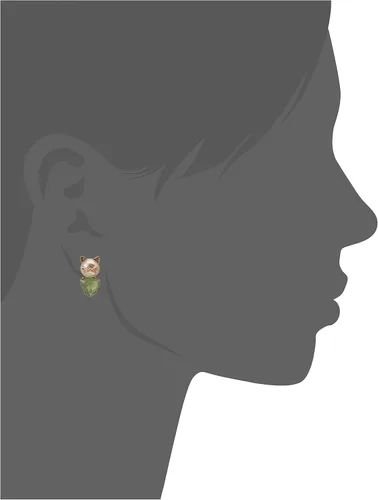 Vista 3 de Betsey Johnson "Pearl Critters" arete de gato con pasador
