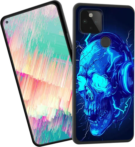 Vista 81 de for Google Pixel 4 XL Case,Slim Shockproof TPU Soft Rubber Silicone Cover Phone Case for Google Pixel 4 XL,Blue Skull Headphone