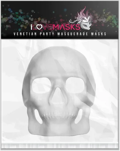 Vista 2 de ILOVEMASKS - Máscara de Halloween con diseño de calavera para el día de los muertos, color blanco