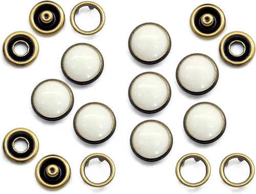 Vista 23 de CRAFTMEMORE 20 juegos de botones de perlas negras de 0.25 pulgadas (0.413 in) para camisa occidental (negro)
