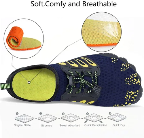 Vista 4 de MAYZERO Zapatos de agua para hombres y mujeres, zapatos de surf, playa, piscina, zapatos de punta ancha, senderismo, zapatos de agua, zapatillas