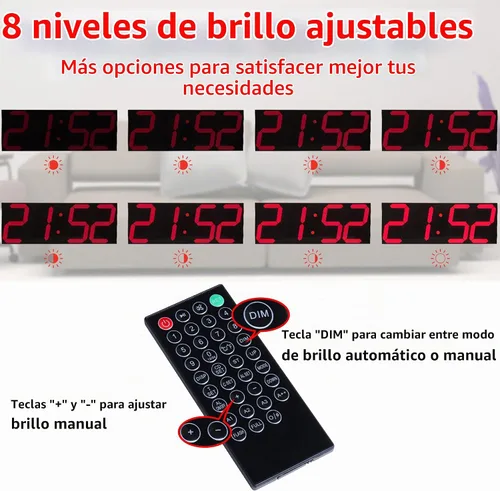 Vista 2 de Goetland Reloj de pared digital de gran tamaño de 18 pulgadas LED moderno pantalla grande temperatura multifuncional control remoto 4 dígitos