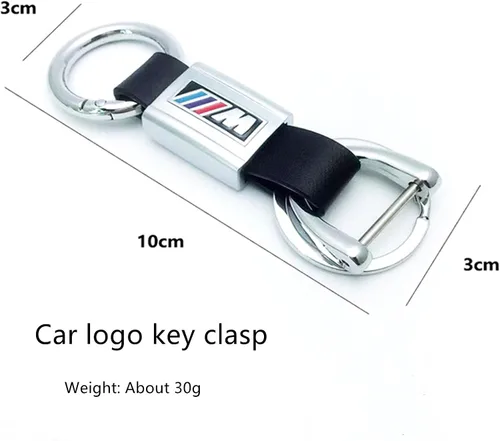 Vista 6 de LeYin Car logo llavero metal anillo de resorte de cuero de alta calidad llavero colgante regalo