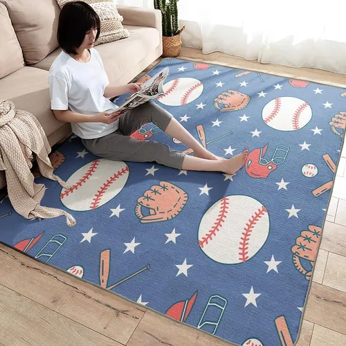 Vista 4 de Alfombra de béisbol y decoración de habitación, alfombra de 2 x 3 pies, alfombras para niños, para entrada, dormitorio, sala de estar, alfombra