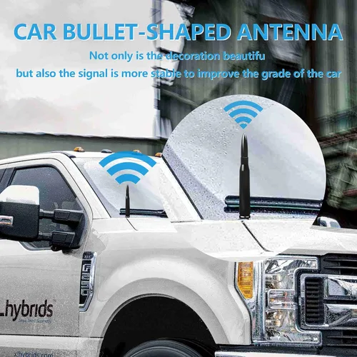 Vista 4 de Antena de bala para automóvil, accesorios de decoración exterior de camión, antena de repuesto de vehículo de automóvil con Ford F150 F250 F350RAM