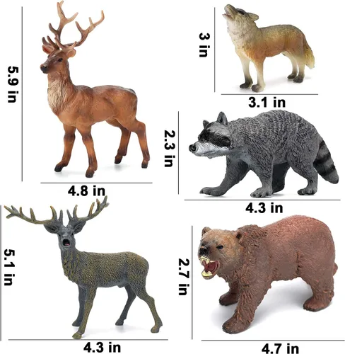 Vista 3 de Figuras de animales del bosque, 10 piezas de plástico realistas de animales del bosque silvestres, juego de figuras de animales del bosque