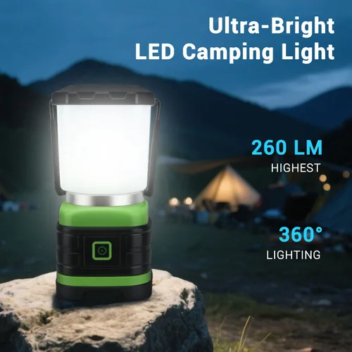Vista 3 de EXTRASTAR Linterna de campamento, linternas para cortes de energía, 2 modos de flash, 260 lúmenes máximos, equipo de campamento alimentado por