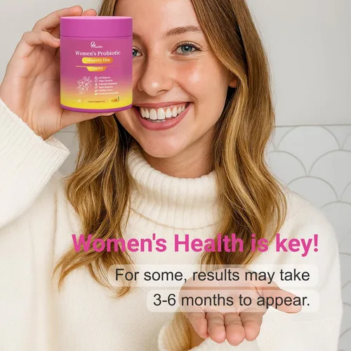 Vista 9 de Her Juicy Gomitas Probióticas para Mujeres: Apoyan el Bienestar Femenino y el Equilibrio del pH, Veganas Naturales, Sabor Piña, Mezcla