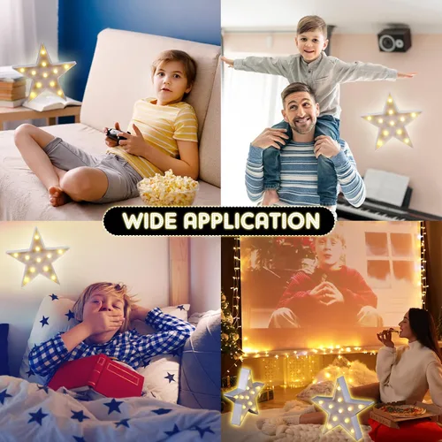Vista 6 de Tarpop 2 piezas de luz nocturna de plástico con forma de estrella, funciona con pilas, luz LED de marquesina, lámpara de pared para sala de cine