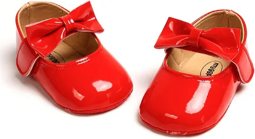Vista 5 de SOFMUO Mary Jane - Zapatos planos con lazo, zapatos de ballet para niñas pequeñas, primeros caminantes, para boda, Navidad, zapatos de vestir