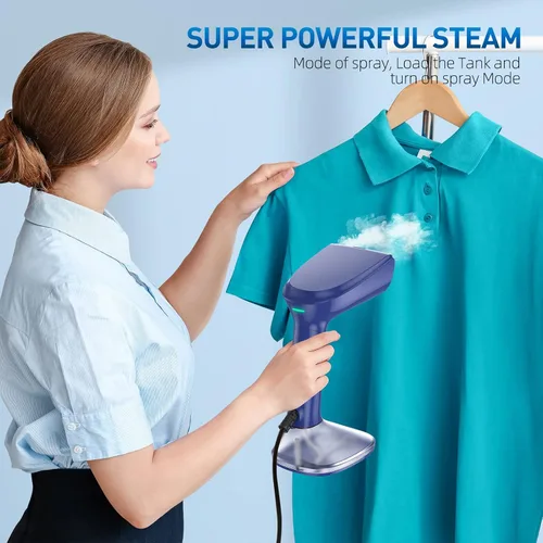 Vista 4 de Vaporizador para ropa, potente vapor de 1800 W, 2 modos para planchado húmedo y seco, calentamiento rápido de 20 segundos, tanque de agua