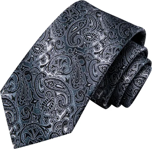 Vista 4 de Hi-Tie Corbatas de seda para hombre, diseño de cachemira a rayas, con bolsillo, gemelos cuadrados, conjunto formal de negocios