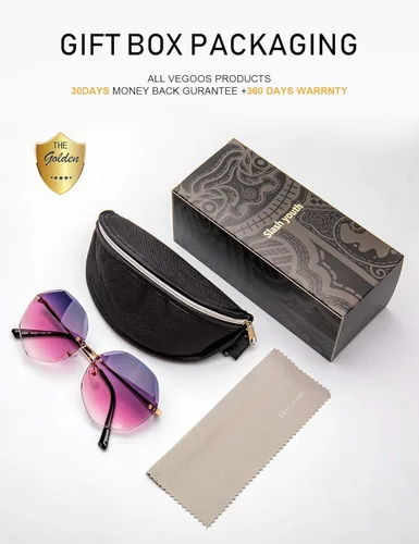 Vista 6 de VEGOOS - Gafas de sol sin montura para mujer con protección UV diseño de gran