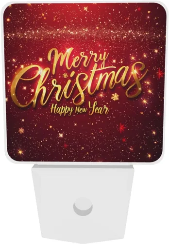 Vista 6 de Ouqiuwa Juego de 2 luces nocturnas enchufables para Navidad, rojo, invierno, feliz año nuevo, LED, sensor de movimiento, lámpara para dormitorio