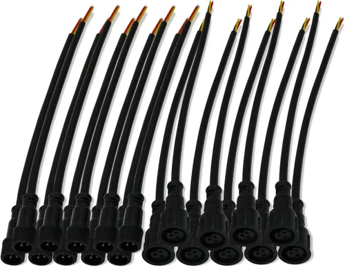Vista 5 de 10 pares 3 núcleo-11.8 in de largo negro coleta macho y hembra impermeable IP65 xConnect/Holiday coro pigtail para luces LED Smart Pixel