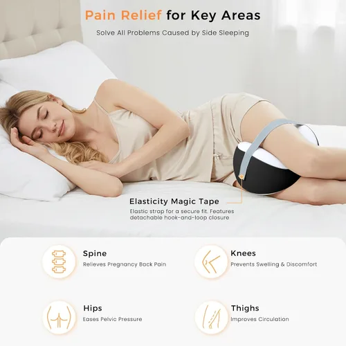 Vista 5 de Almohada de rodilla para dormir de lado, almohada de espuma viscoelástica para dormir de lado, correa ajustable y funda lavable extraíble