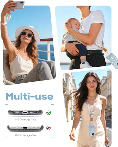 Vista 2 de Yonlevres Cordón para Teléfono con Correa de Muñeca Cruzada, Cordón para Teléfono Celular Be Kind para Alrededor del Cuello, Correa Ajustable