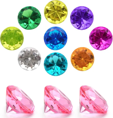 Vista 14 de 100 piezas de diamantes de acrílico transparente de 1 pulgada para decoración de mesa de boda, confeti de gemas para relleno de jarrones, decoración