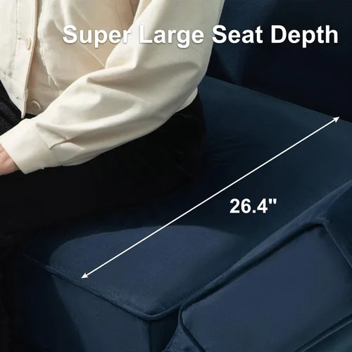 Vista 6 de Belffin Sofá modular grande con asiento de almacenamiento, sofá en forma de U de gran tamaño con tumbona reversible, juego de sofá modular con Azul