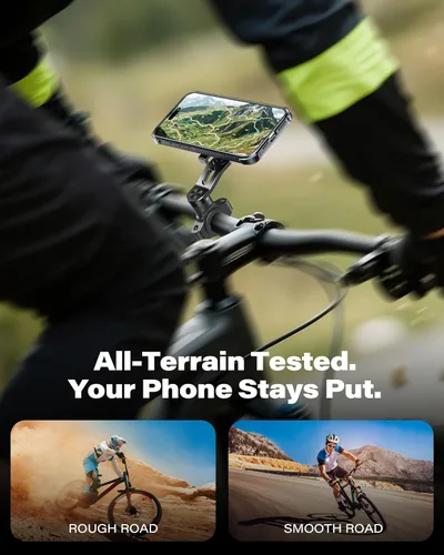 Vista 4 de A2C Kit de soporte de teléfono para bicicleta ultra seguro de un solo bloqueo con funda MagSafe para iPhone 15 Pro Max - Bloqueo y liberación 1s