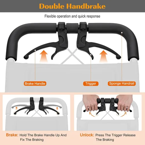 Vista 4 de Silla de ruedas ligera, silla de ruedas plegable portátil con frenos de mano de bloqueo, sillas de ruedas plegables para adultos y personas mayores