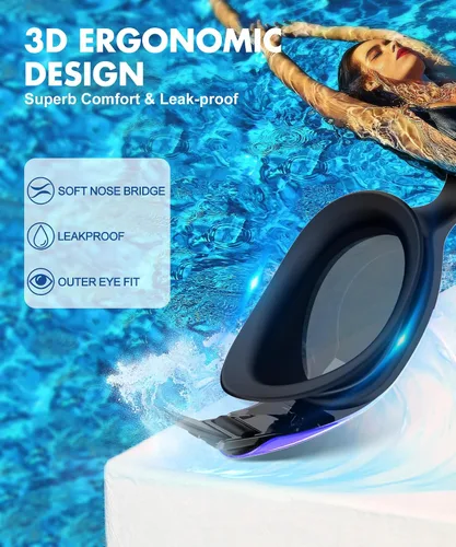 Vista 7 de NSSIW Gafas de natación para adultos: gafas de piscina para hombres y mujeres con protección UV400 antivaho sin fugas, paquete de 3