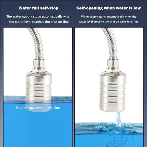 Vista 3 de Stainless Steel Floating Ball Valve Automatic Water Level Control 1/2 3/4 Float Tank Tower Shutoff(1/2",Side Water Inlet)