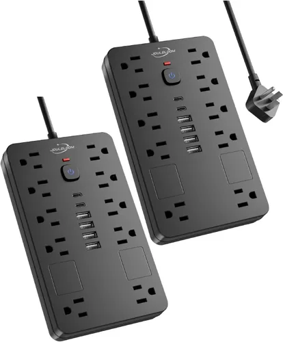 Vista 9 de Cable de extensión con protector de sobretensiones de 6 pies con 10 tomas Negro