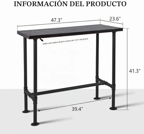 Vista 2 de Mesa de comedor de tubería de diseño industrial DIY, mesa de comedor informal para bar, mesa para computadora portátil, estudio moderno, mesa
