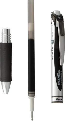Vista 6 de Pentel EnerGel RTX - Bolígrafo de gel líquido retráctil, línea mediana, punta de metal, tinta de colores surtidos, paquete de 4 unidades (BL77BP4M)