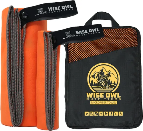 Vista 19 de Wise Owl Outfitters Microfiber Camping Towel - Quick Dry Towel for Travel, Backpacking, Hiking, Beach, Gym & Yoga - Compact, Fast Drying &