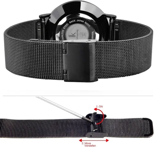 Vista 4 de FORSINING Reloj de moda para hombre minimalista impermeable delgado casual de cuarzo reloj de pulsera de acero inoxidable