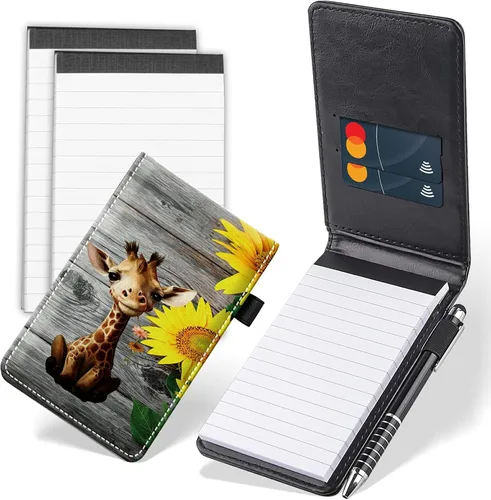 Vista 11 de Juego de 4 mini blocs de notas de bolsillo, funda de cuero sintético de mármol abstracto con 2 ranuras para tarjetas, 1 lápiz capacitivo y 2