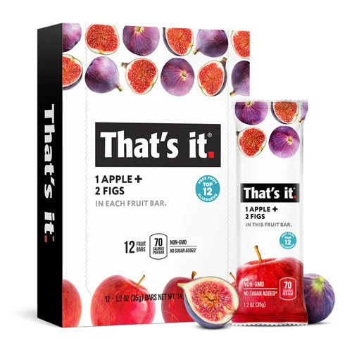 Vista 10 de That's it - Barra de fruta real 100% natural de manzana + plátano, el mejor aperitivo vegano con alto contenido de fibra, sin gluten, paleo