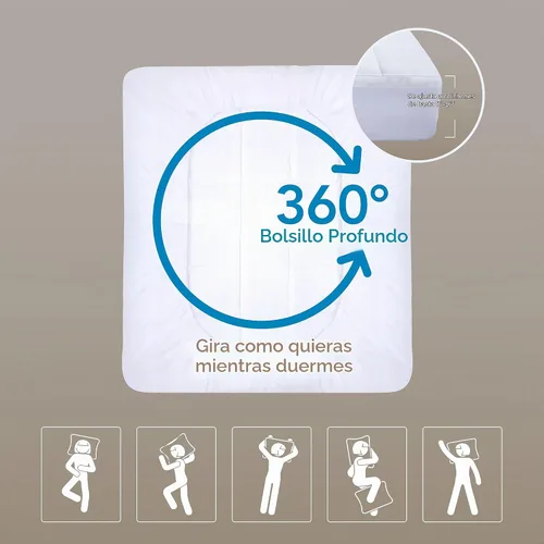 Vista 6 de Epitex - Cubrecolchón extra grueso y de apoyo para el dolor de espalda, funda de colchón transpirable de algodón puro, diseño de bolsillo profundo